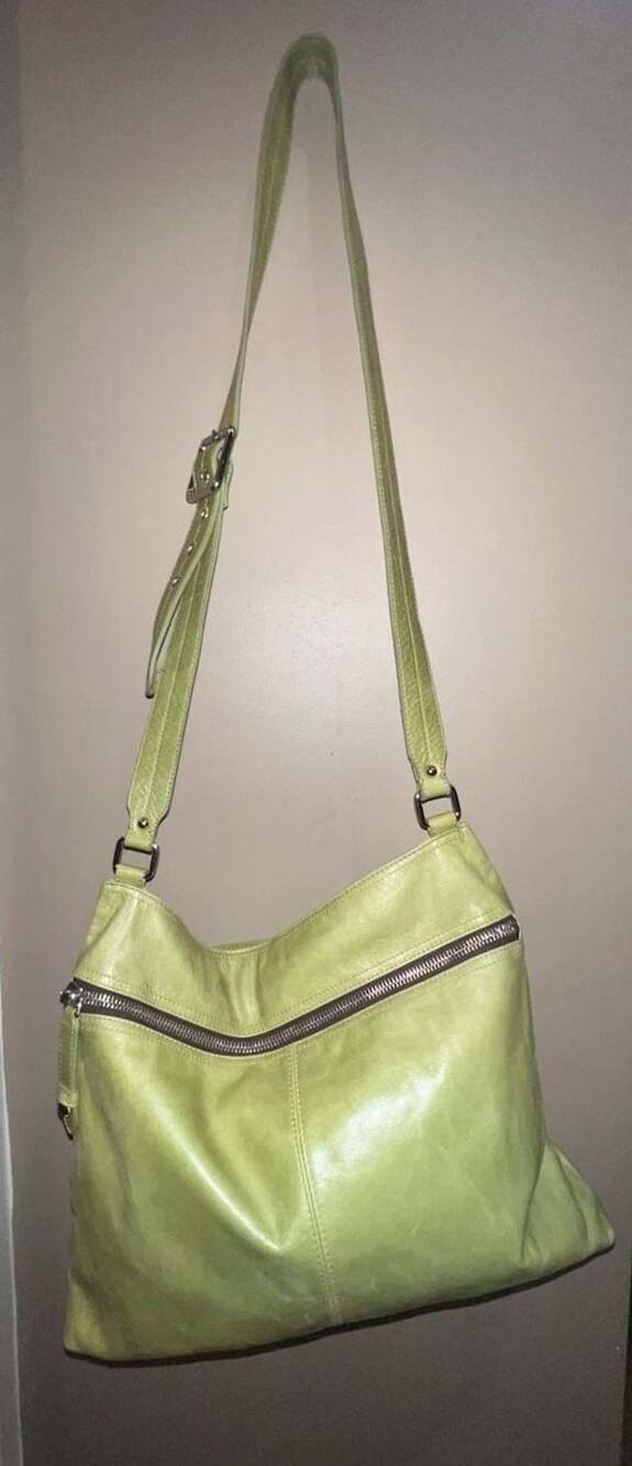 Hobo Lime Green Leather Shoulder Bag Crossbody